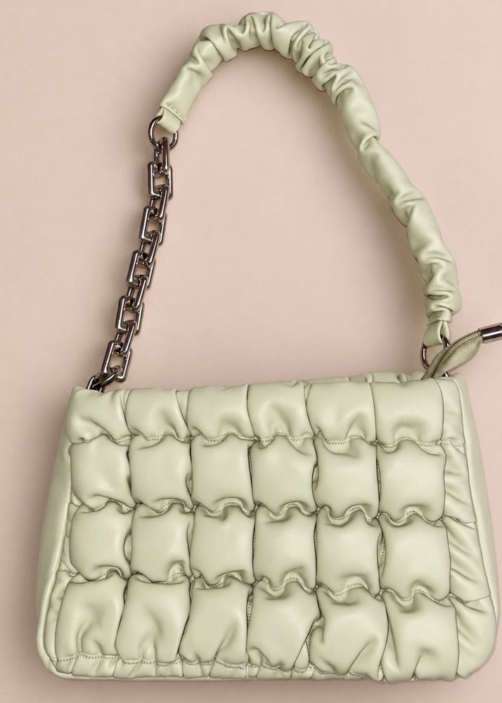 Chic Ruched Shoulder Bag with Chain