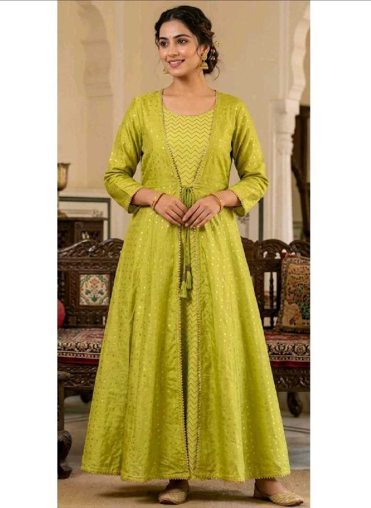 Elegant Lime Green Kurta amd jacket Set
