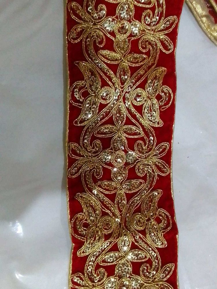 Red &amp; Gold Embroidered Trim
