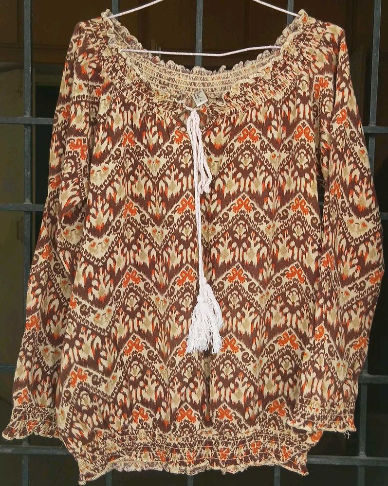 Boho Print Off-Shoulder Top