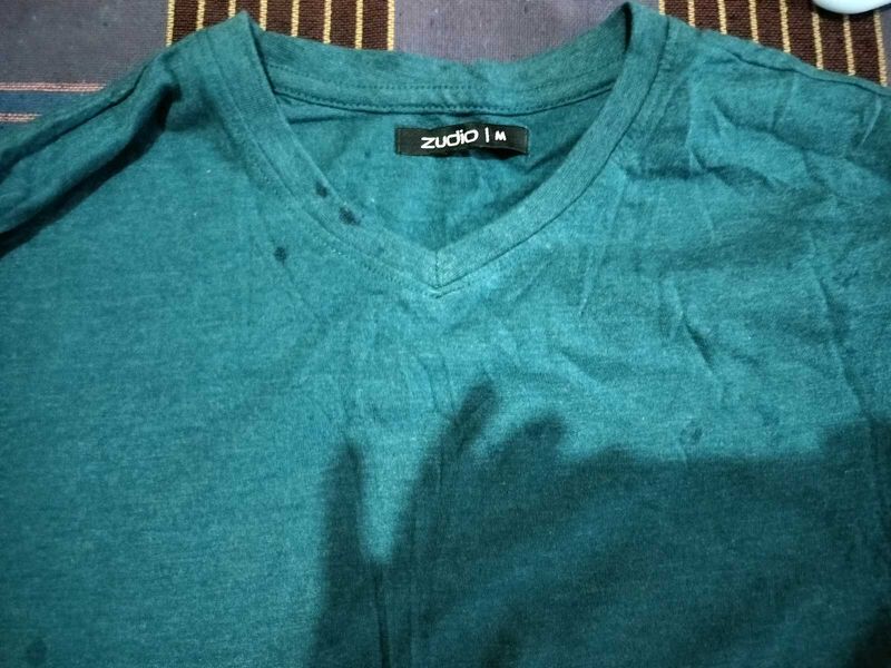 Zudio Teal V-Neck T-Shirt