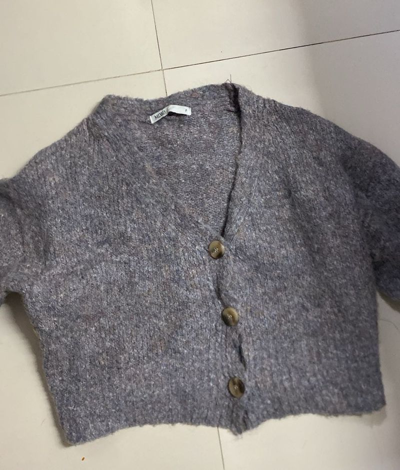 Gray Knit Cardigan