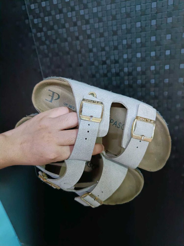 Grey Two-Strap Comfort Sandals - UK 39/2