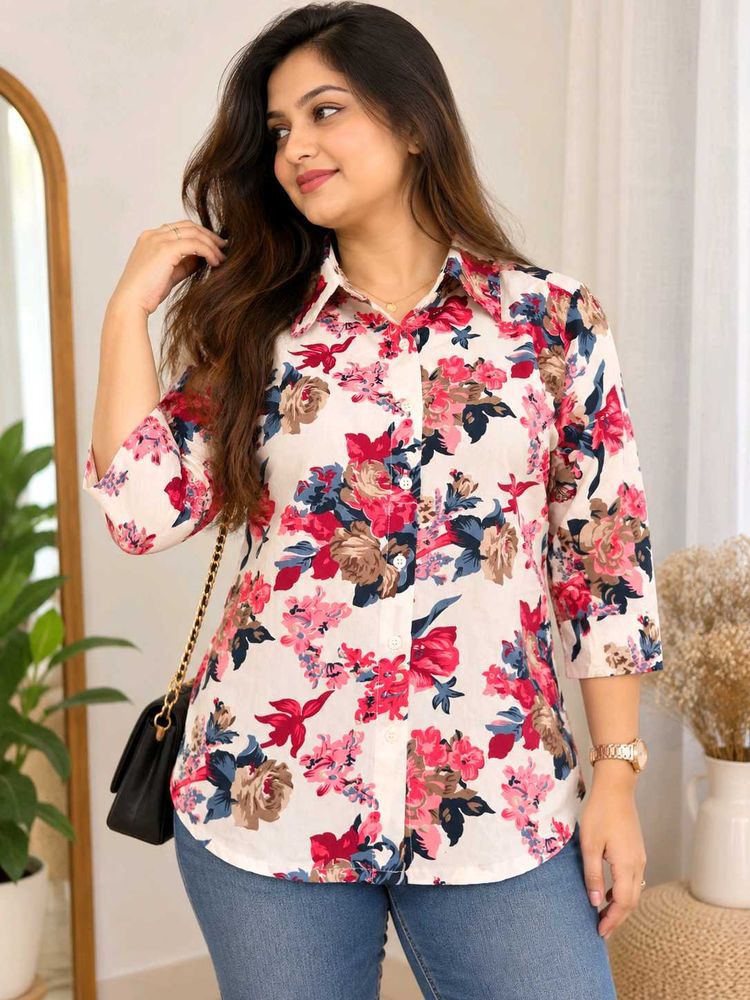 Floral Print Button-Up Shirt