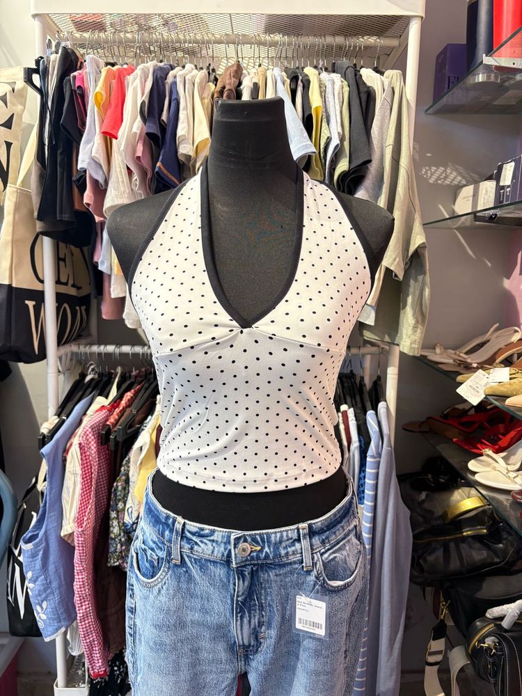 Retro Polka Dot Halter Top