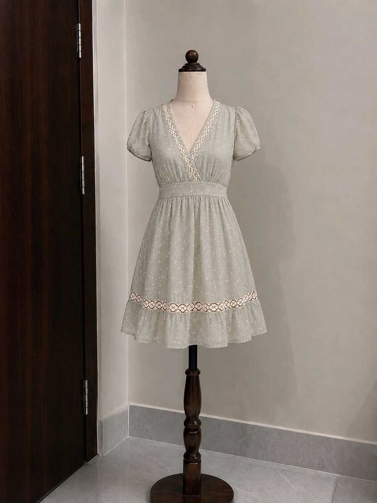 lace Trim babydoll mini dress