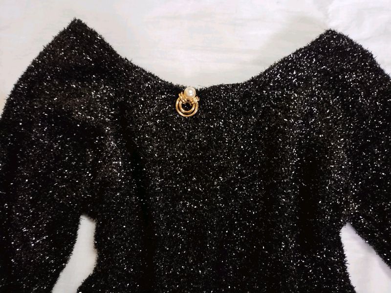 Sparkly Black Knit Top