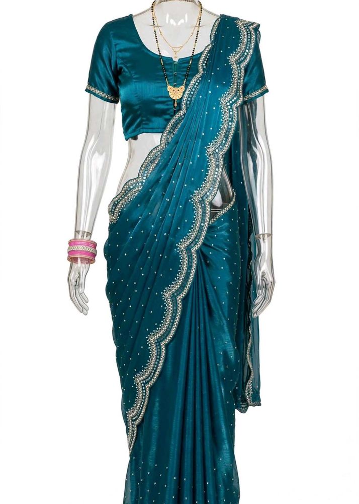 Stunning Teal handwork Embellished Saree