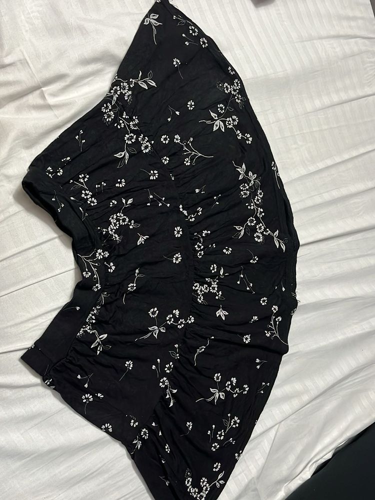 Black Floral Mini skirt