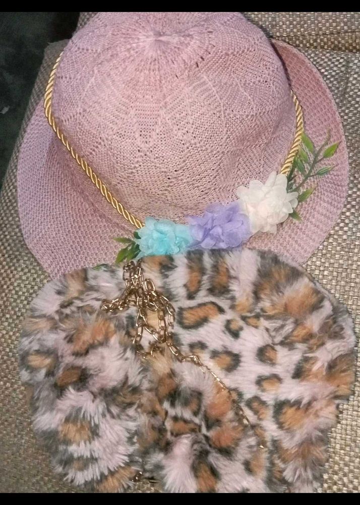 Pink Hat &amp; Leopard Print Bag