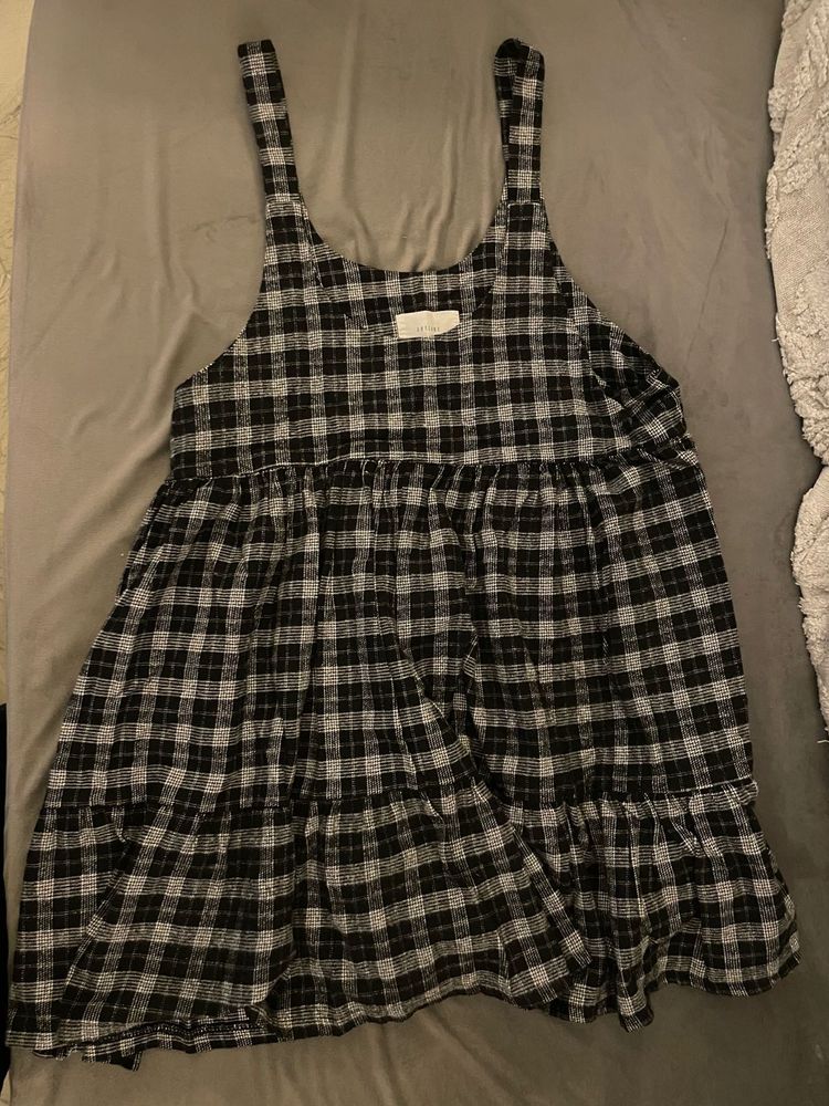 b&amp;w checkered babydoll mini dress