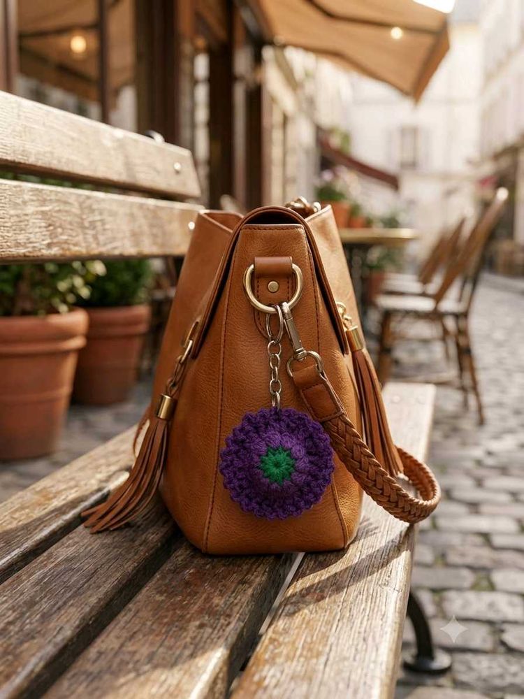 Violet Bloom charm keychain ( All my crochet produ