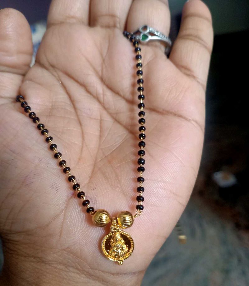 Elegant Gold Mangalsutra with Lord laxmi Pendant