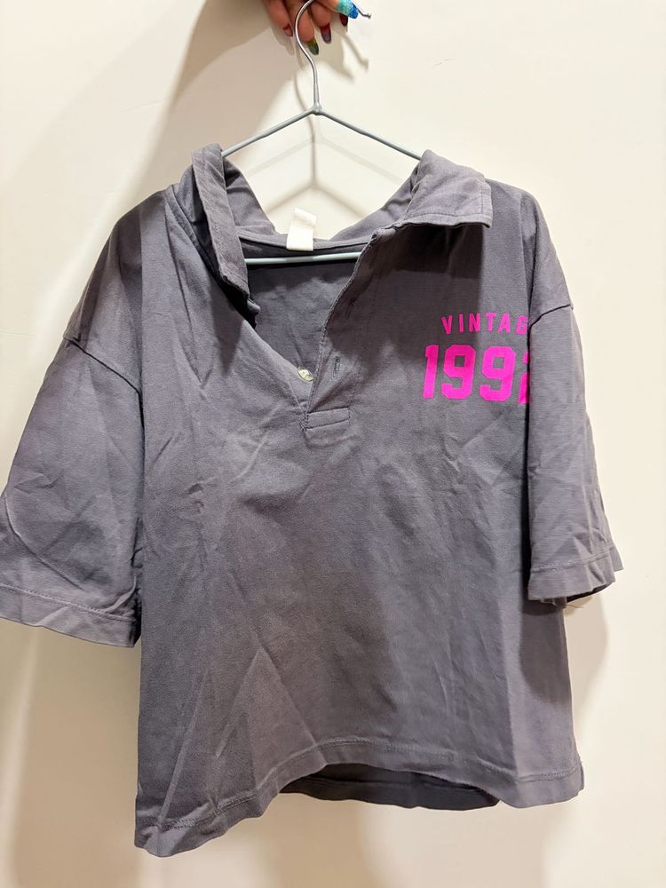 collar neck vintage crop top