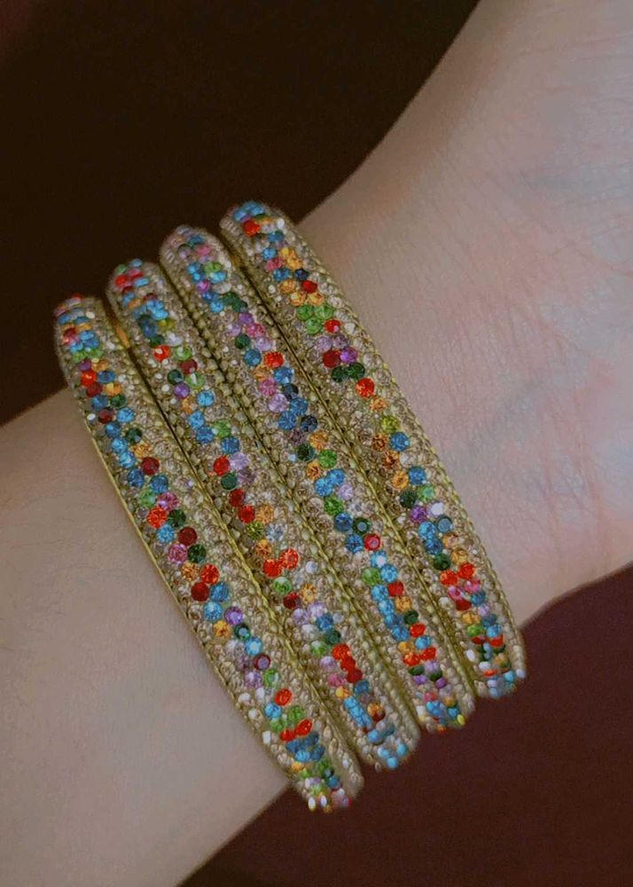 Colorful Crystal Bangle Set