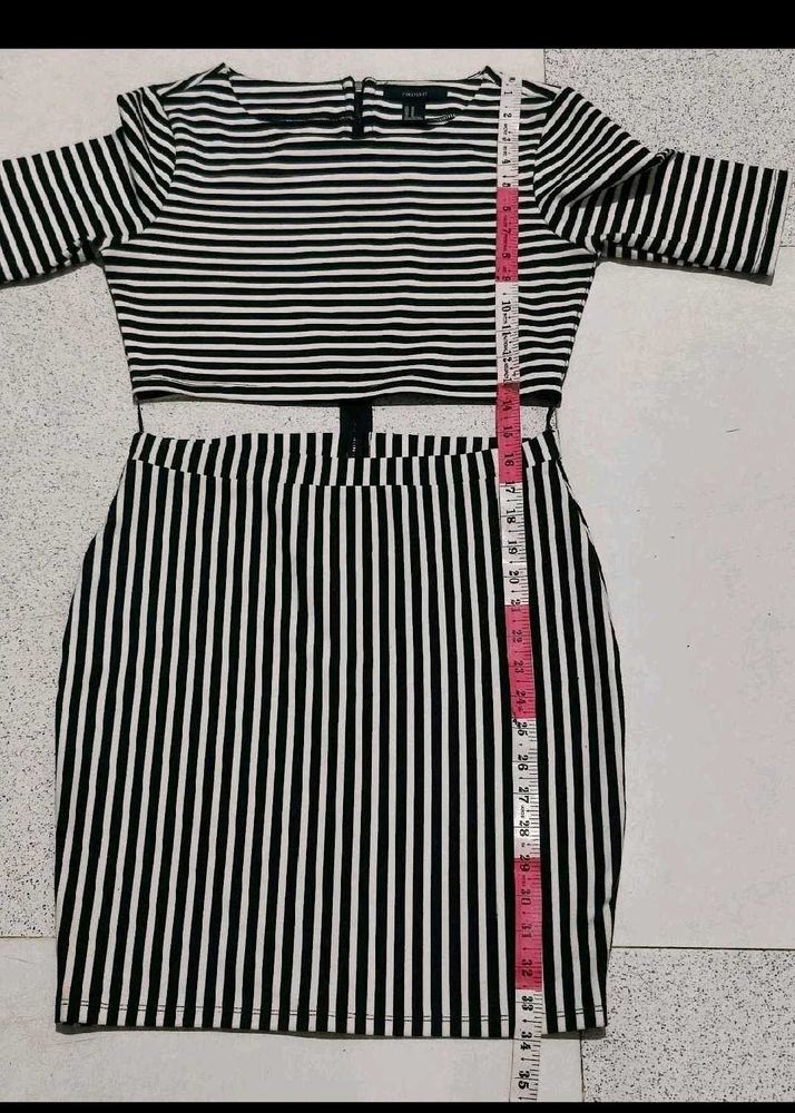 Striped Crop Top and Skirt Set