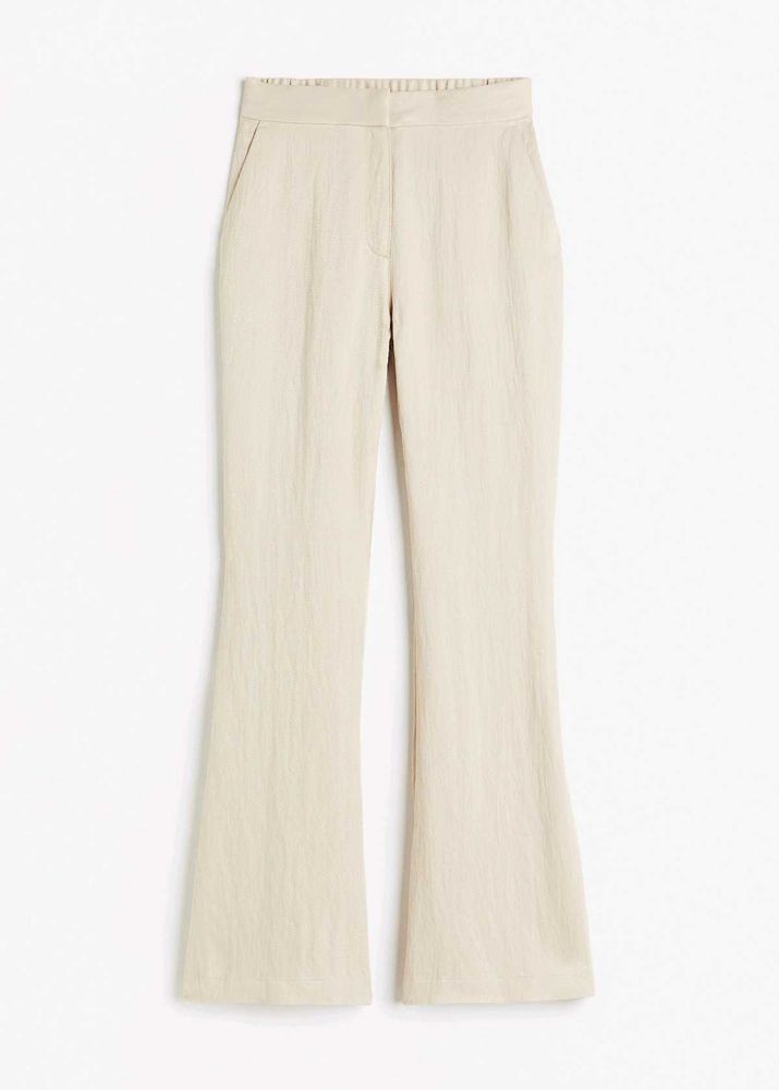 Cream High-Waisted Flare Pants