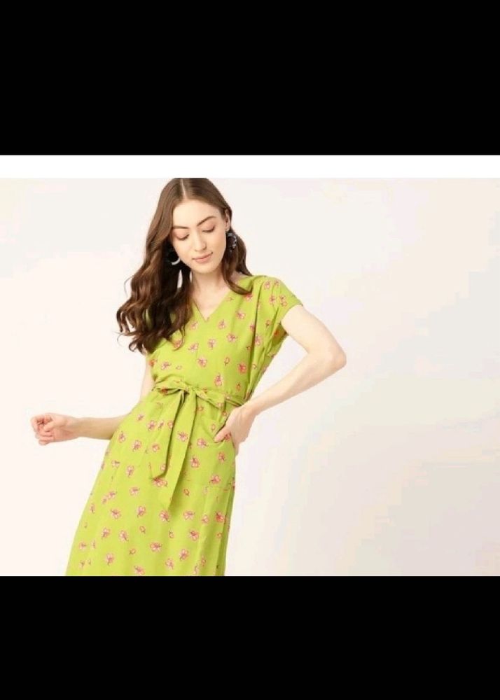 Green Floral Print Maxi Dress
