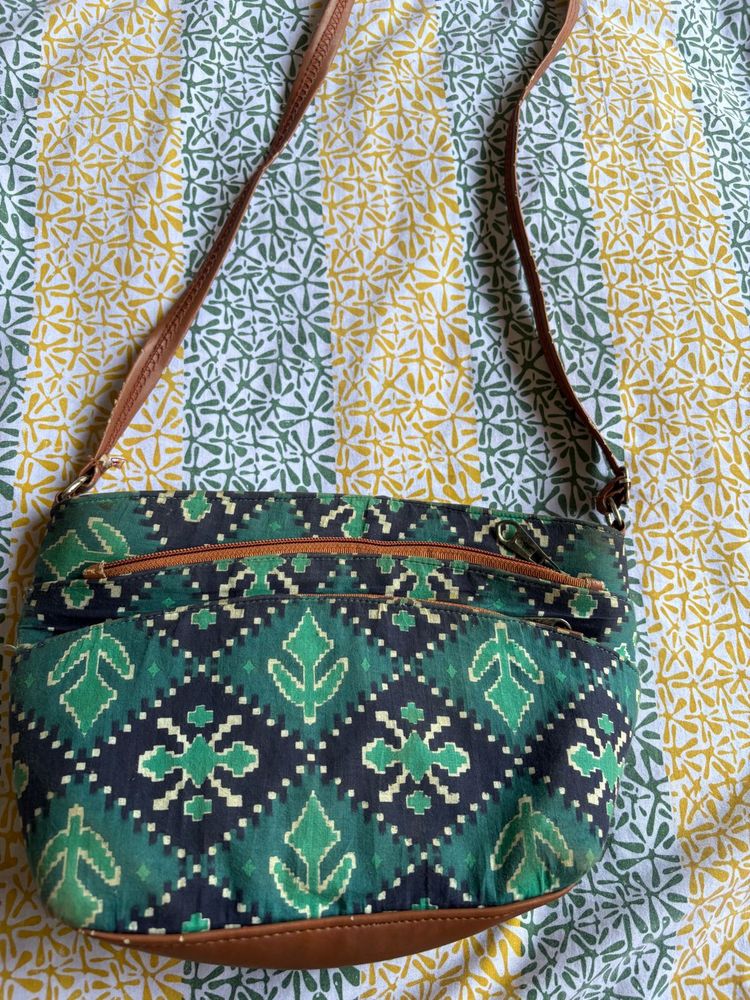 Stylish Green Ikat Crossbody Bag