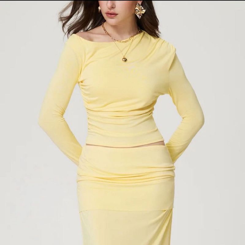 Co-ord Set Yellow Ruched