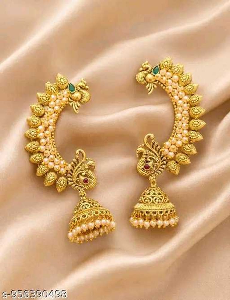Exquisite Gold Peacock Jhumka Earrings