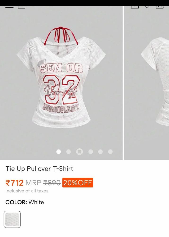 White Tie-Up Pullover T-Shirt