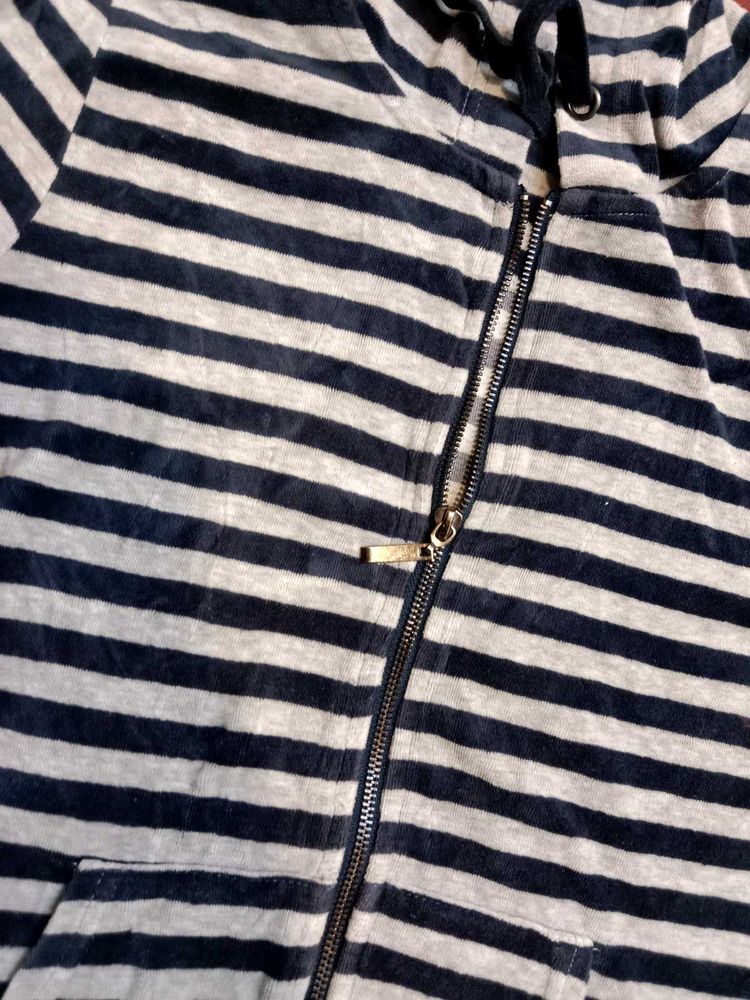 Striped Zip-Up Hoodie