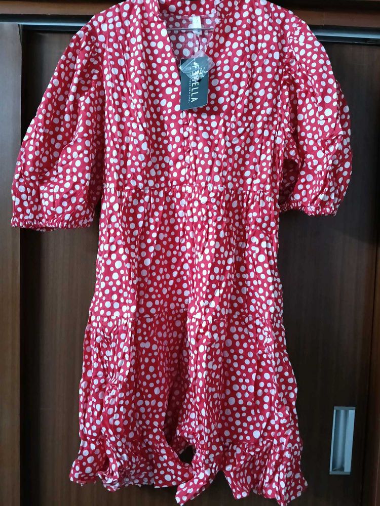 FEMELLA Red &amp; White Polka Dot Dress