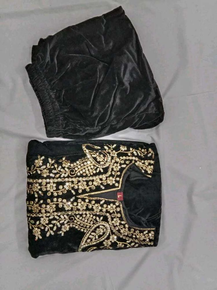 Velvet Embroidered Salwar Kameez