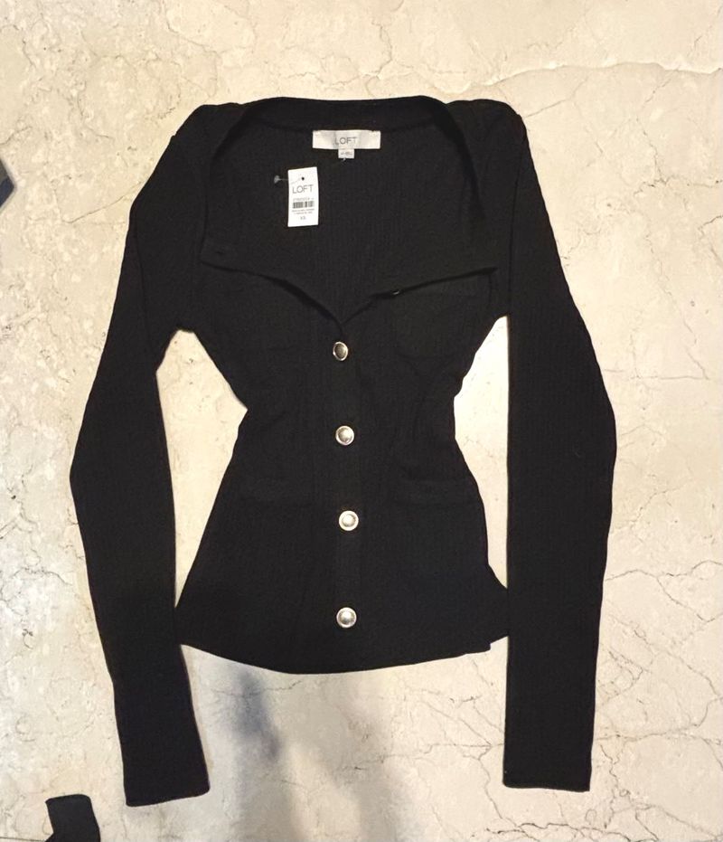 Loft Black Button-Up Top