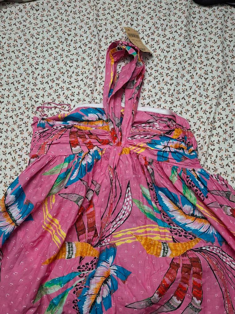 Boho Pink Floral Print Maxi Dress