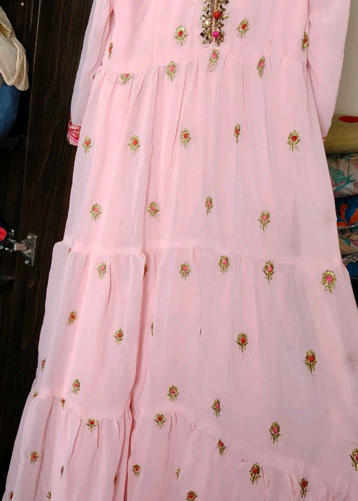 Elegant Pink Embroidered anarkali u can wear only