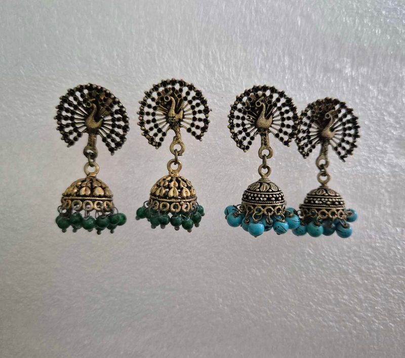 Antique Peacock Jhumka Earrings - New