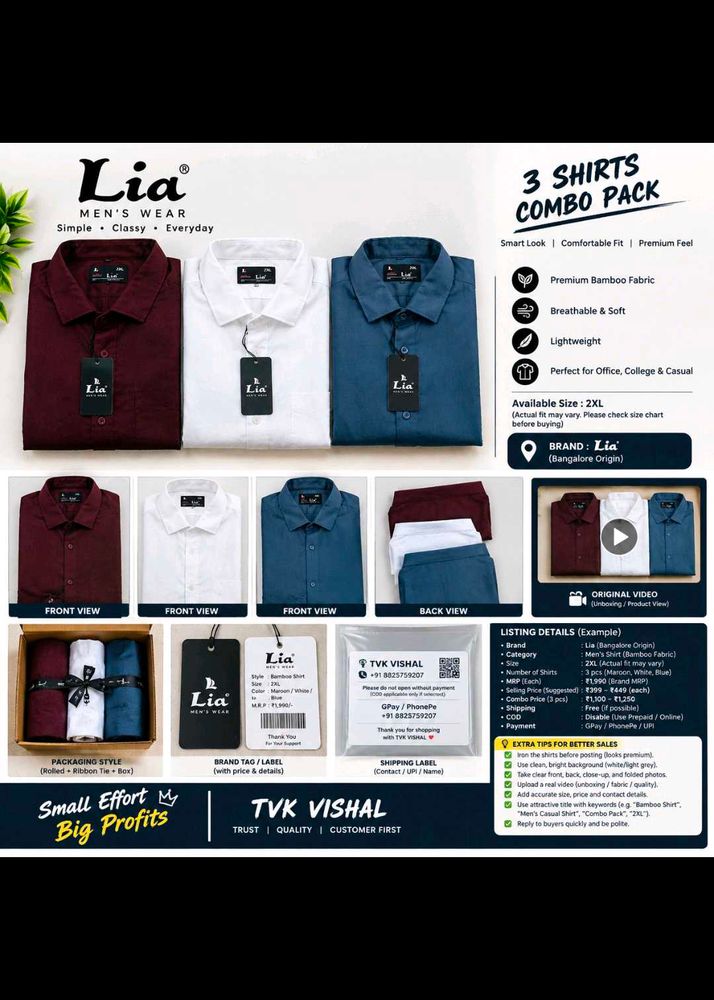 Men's Premium Cotton Shirt Combo – Pack of 3