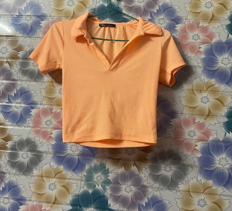 peach Color Crop Top