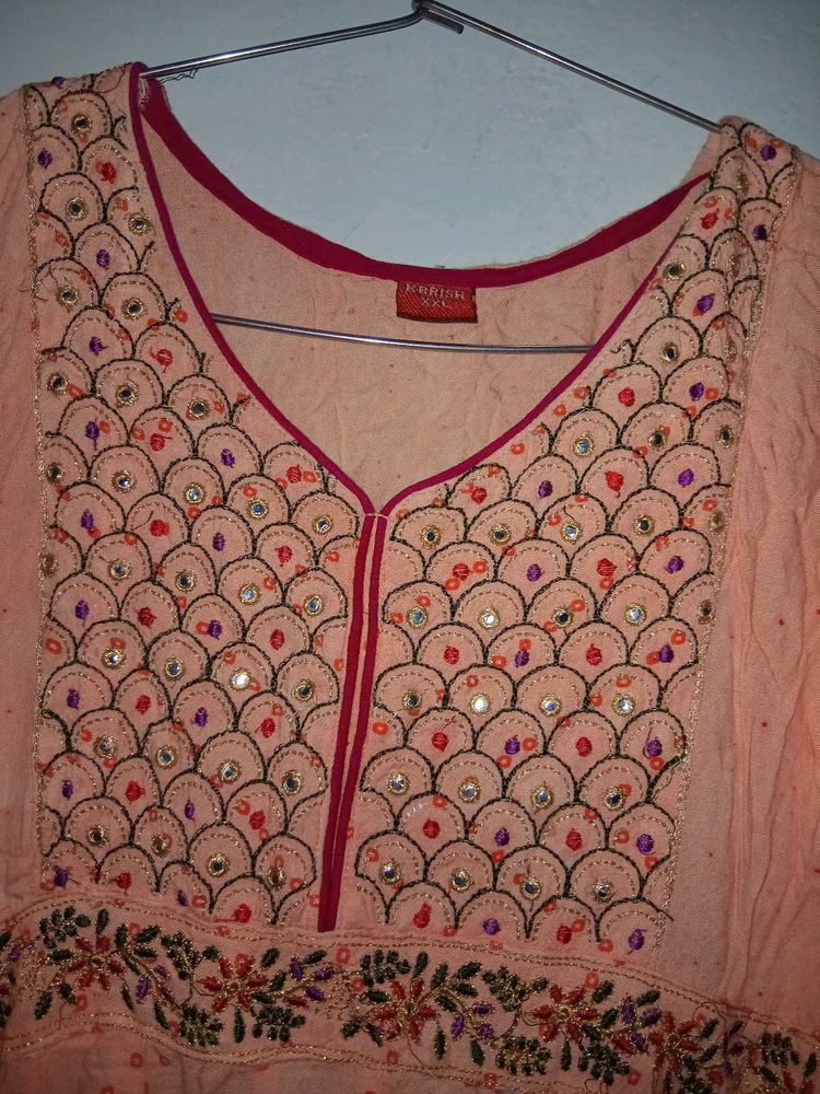 long maxi Kurti with Mirror Work