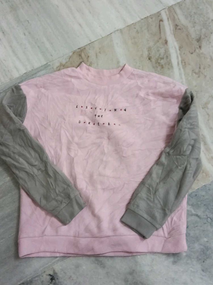 Pink &amp; Grey Colorblock Sweatshirt