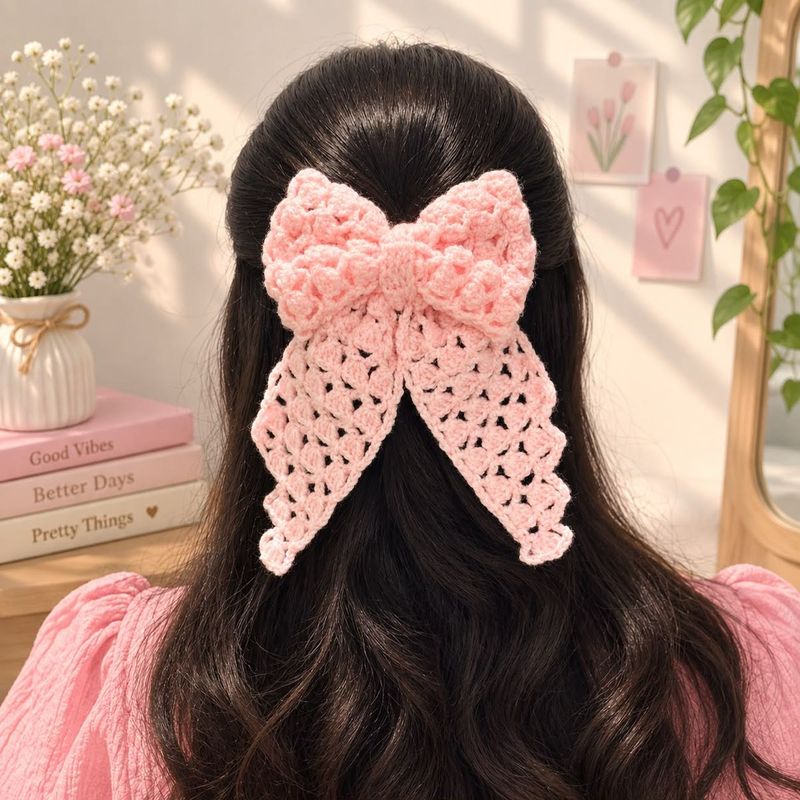 Handmade Crochet Bow Hair Clip