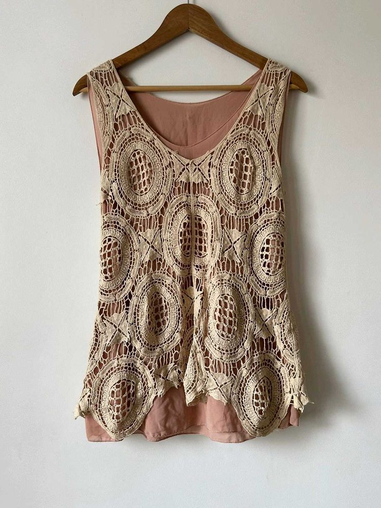 Boho Crochet V-Neck Tank Top