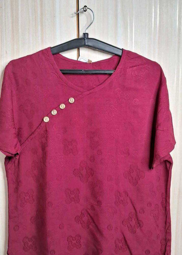 Maroon Embroidered Top