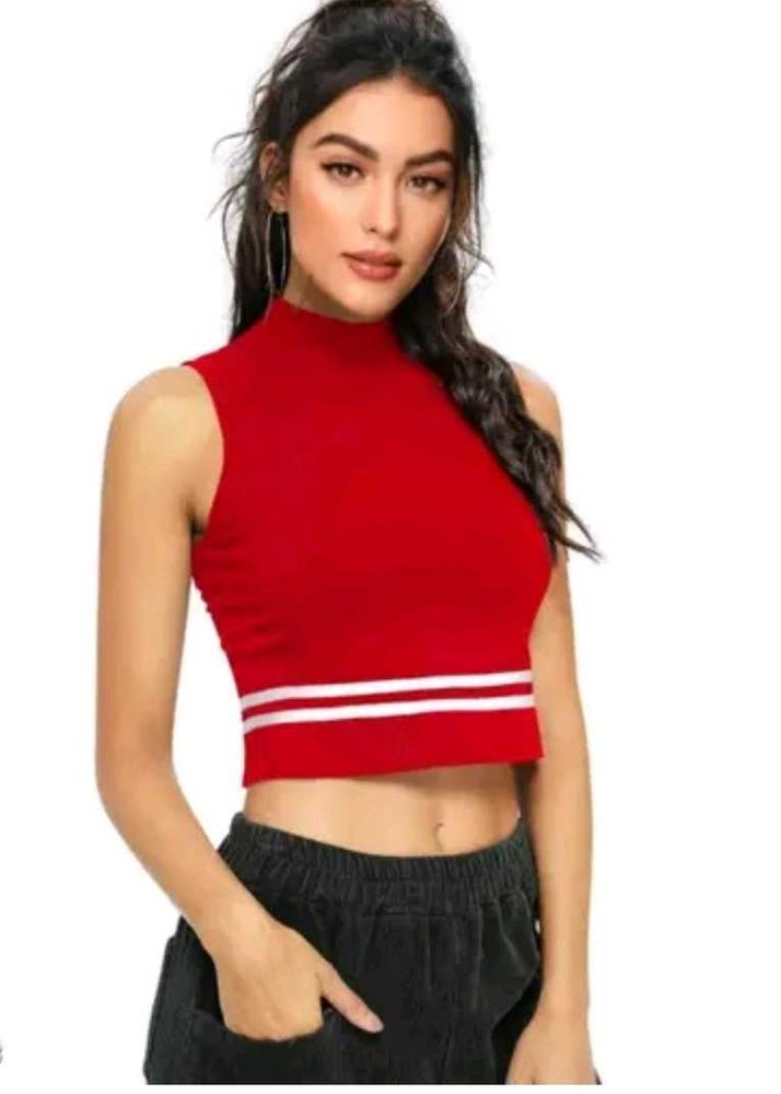 Red Sleeveless Crop Top
