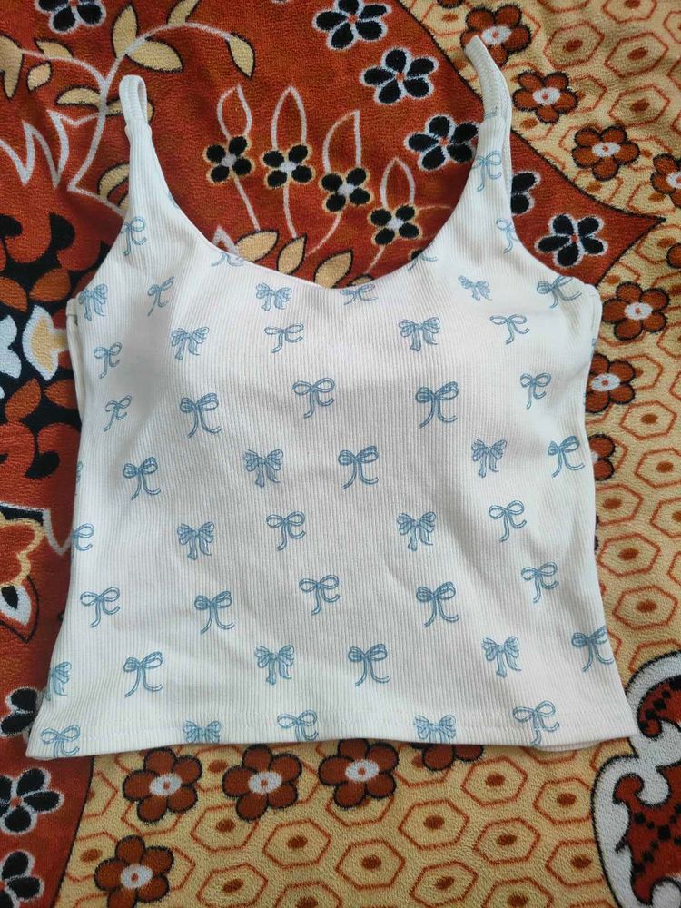 Cute Bow Print Tank Top