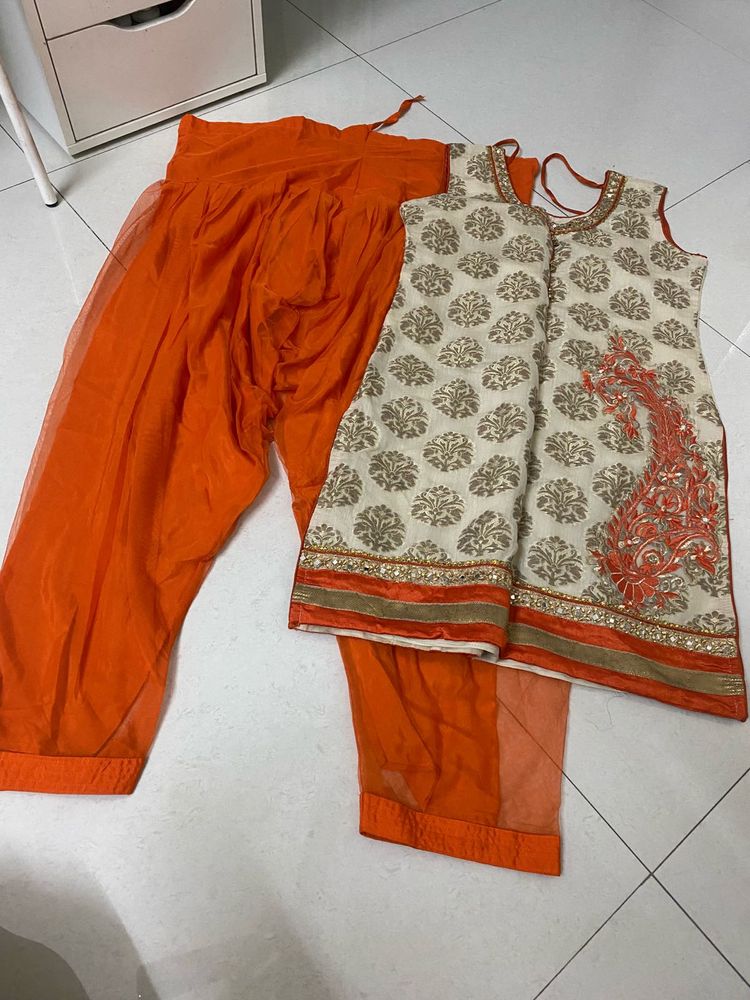 Orange &amp; Cream Ethnic Kurta Set