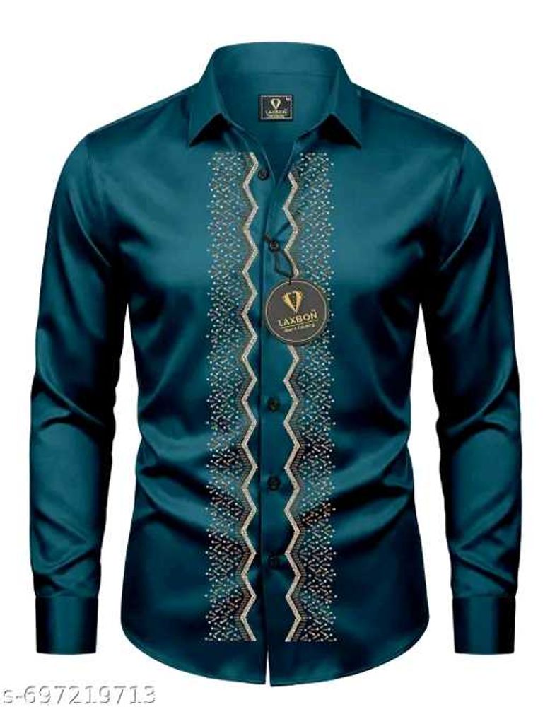 Stylish Men's Teal Embellished Shirt