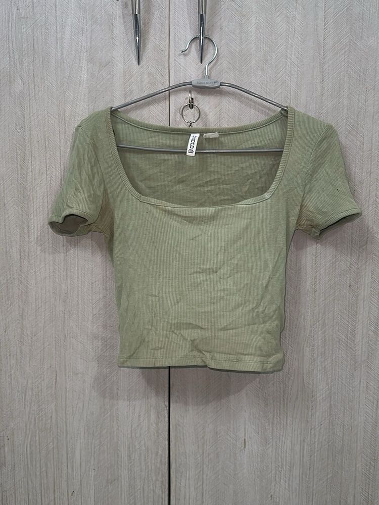 Cute Olive Green Crop Top