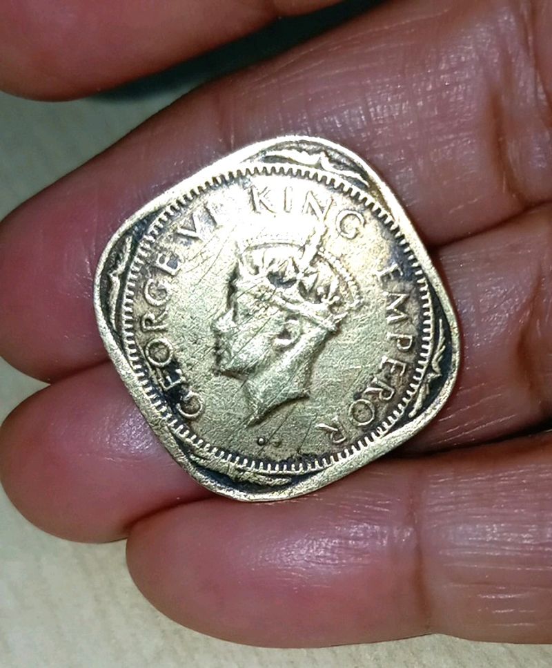 2 Annas 1943 George VI King Emperor Bombay Mint