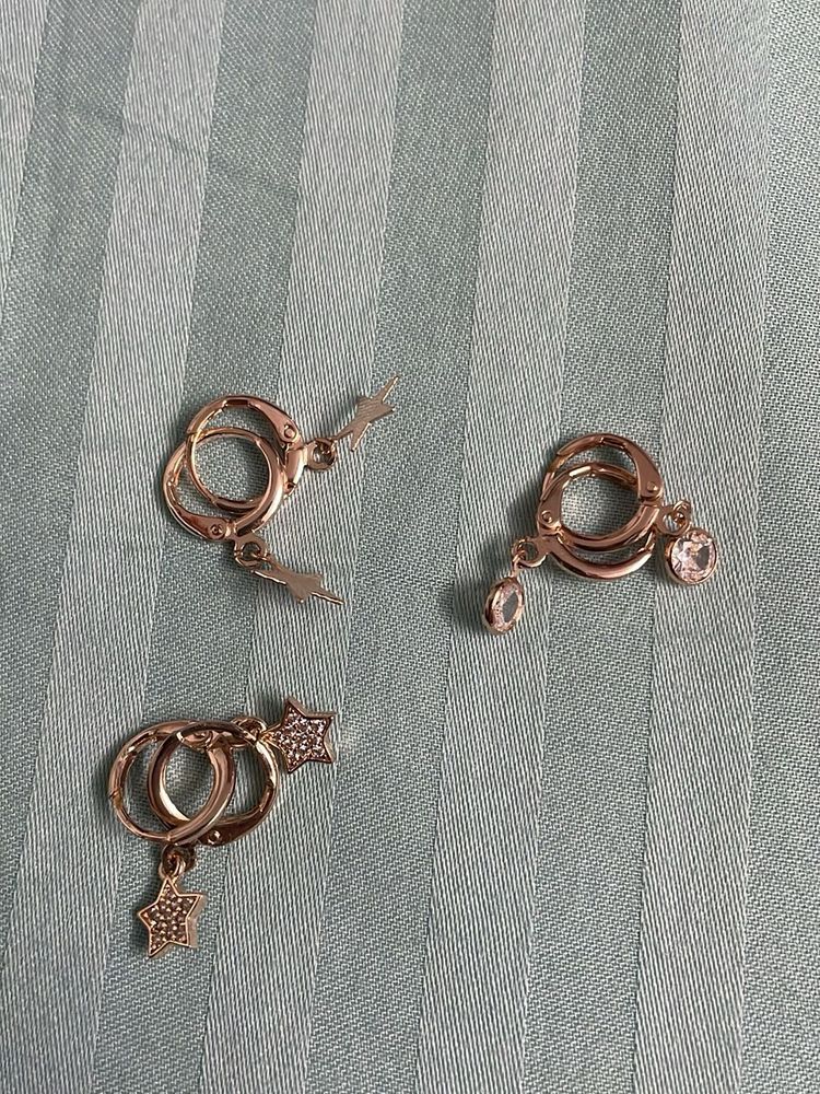 Rose Gold Tone Earrings with Charms