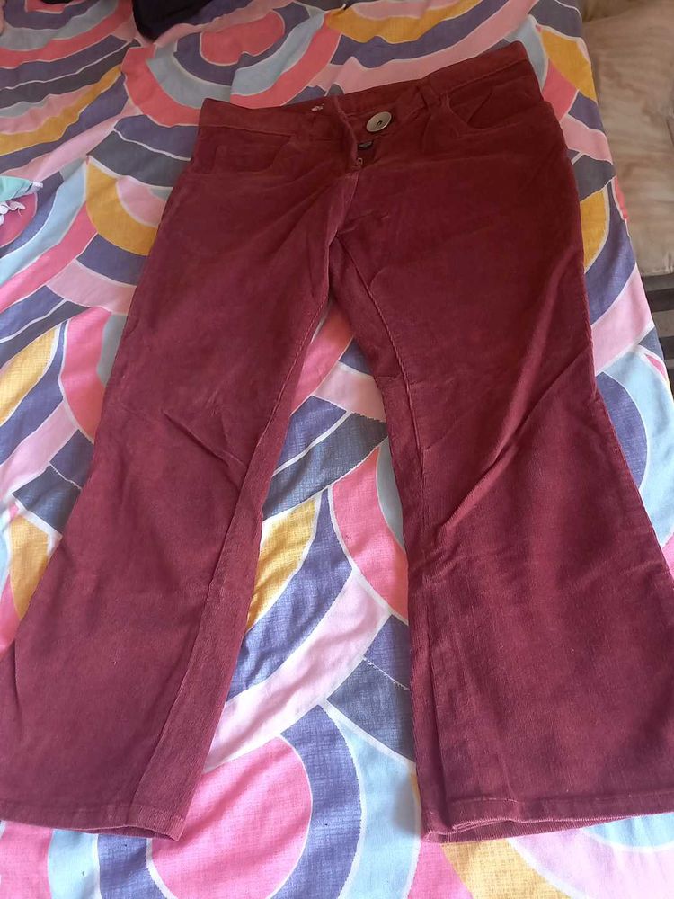 Red Corduroy Flare Pants