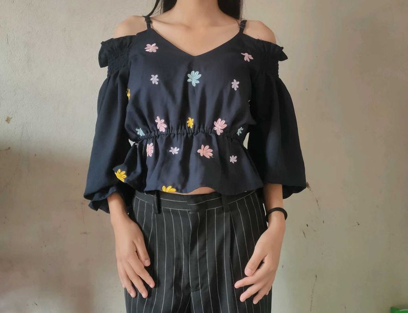 Chic Cold Shoulder Floral Top