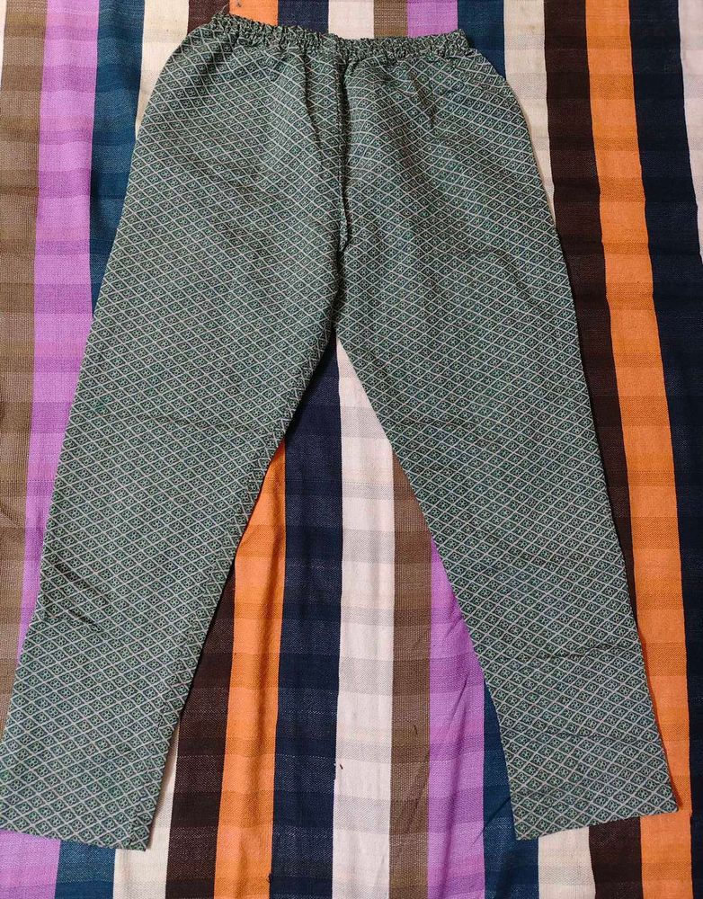 Green Geometric Print Salwar Pants